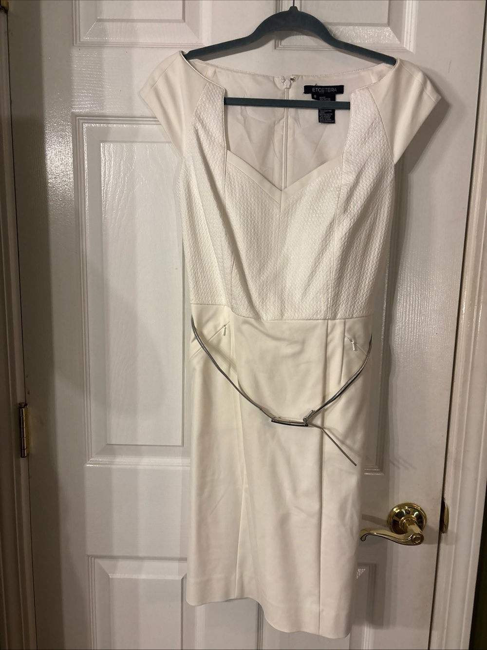 Etcetera Cream Textured Cap-Sleeve Midi Dress